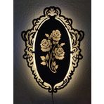 dekoraven Gül dekoratif Led Işıklı Ahşap Tablo günışığı