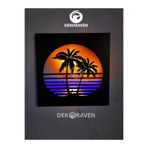 dekoraven Gün Batımı Led Işıklı Ahşap Tablo amber sarısı-mavi