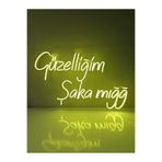 dekoraven Güzelliğim Şaka Mığğ Yazı Neon Led Tabela Duvar Dekoru Sarı 60x30 cm, güzellimrvb32