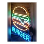 Dekoraven Hamburger Neon Tabela Fast Food Led Aydınlatma 60 * 40Cm