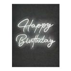 dekoraven Happy Birthday Doğum Günü Neon Yazı Tabela Dekoratif Işık Organizasyon Arka Plan Aydınlatma Neon happybeyaz