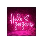 dekoraven Hello Gorgeous Neon Tabela Pembe Dekoratif Aydınlatma 50x36 cm, TYC00606923624