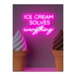 dekoraven Ice Cream Solve Everything Neon Led Tabela Dekoratif Aydınlatma Pembe 60x40 cm, icecreamsolveraven
