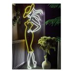 dekoraven Kadın Moda Neon Tabela Dekoratif Aydınlatma 80X40Cm Sarı, manken