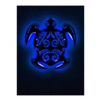 dekoraven Kaplumbağa Led Işıklı Ahşap Tablo 55x50 cm, caretta