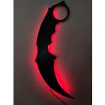 dekoraven Karambit Led Işıklı Ahşap Tablo kırmızı
