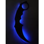 dekoraven Karambit Led Işıklı Ahşap Tablo mavi