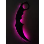 dekoraven Karambit Led Işıklı Ahşap Tablo pembe