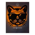 dekoraven Kedi Led Işıklı Duvar Tablosu, coolcat