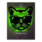 dekoraven Kedi Led Işıklı Tablo yeşil