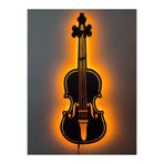 dekoraven Keman Led Işıklı Ahşap Dekoratif Tablo 55x32 cm Sarı, keman55
