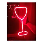 Dekoraven Kırmızı Proje Neon Led Aydınlatma Kadeh Gece Lambası