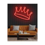 dekoraven Kral Tacı King Neon Led Dekoratif Duvar Yazısı Tabelası Aydınlatması Gece Lambası Kırmızı 40x50 cm, SMC-1022