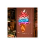 dekoraven Külah Dondurma Tasarımlı Neon Tabela Işıklı ve Cam Süsleme Led Levha dondurmacı kafe neon ışıklı led tabela
