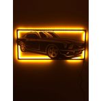 dekoraven Mustang Araba Işıklı Tablo amber