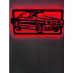 dekoraven Mustang Led Işıklı Ahşap Dekoratif Tablo kırmızı