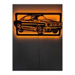 Dekoraven Mustang Led Işıklı Ahşap Dekoratif Tablo, mustangraven999