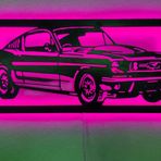dekoraven Mustang Led Işıklı Ahşap Dekoratif Tablo pembe