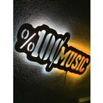 dekoraven Müzik Led ışıklı Ahşap Tablo beyaz-sarı