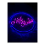 dekoraven Nail Studio Neon Yazı Tabela Dekoratif Aydınlatma 40x40 cm, nailstudioraven2