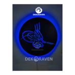 dekoraven Osmanlı Led Işıklı Ahşap Tablo mavi