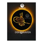 dekoraven Osmanlı Tuğrası Led Işıklı Ahşap Tablo 50x50 sarı