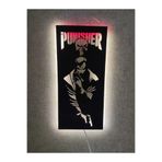 dekoraven Punisher Led Işıklı Ahşap Tablo 55x24 cm, punisher1