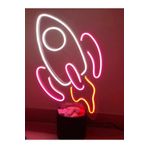 dekoraven Roket Çocuk Odası Dekoru Neon Led Gece Lambası(45x35cm) roket32