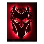 dekoraven Şeytan Dekoratif Led Işıklı Ahşap Tablo 50x50 cm Kırmızı, iblis