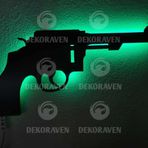 dekoraven Shorgun Silah Led Işıklı Tablo yeşil