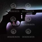 dekoraven Shotgun Silah Led Işıklı Tablo beyaz