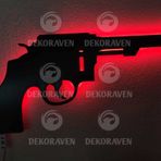 dekoraven Shotgun Silah Led Işıklı Tablo kırmızı