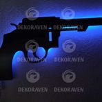 dekoraven Shotgun Silah Led Işıklı Tablo mavi