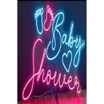 dekoraven Shower Neon Tabela Bebek Kutlama 40x70 cm Led Işıklı Duvar Dekoru, baby