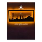 dekoraven Silueti Led Işıklı Ahşap Tablo Amber Sarısı 55x25 cm, istanbul
