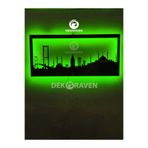 dekoraven Silueti Led Işıklı Ahşap Tablo Yeşil 55x25 cm, istanbul