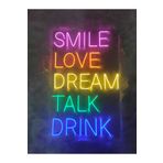 dekoraven Smile Love Dream Talk Dream Neon Yazı Tabela Dekoratif Aydınlatma (80x50cm) smilelove1