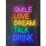 dekoraven Smile Love Drink Yazı Neon Tabela(80x50cm)