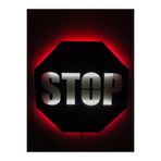 dekoraven Stop Led Işıklı Mdf Tablo siyah