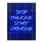 Dekoraven Stop Thinking Start Drinking (62X58Cm) Yazılı Neon Led Tabela Kafe Dekor, stopravenmavi
