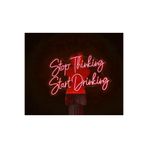 dekoraven Stop Thinking Start Drinking Neon Led Yazı Tabela Dekoratif Aydınlatma 70x35 Cm Kırmızı, stopstart