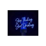 dekoraven Stop Thinking Start Drinking Neon Led Yazı Tabela Dekoratif Aydınlatma Bar Kafe Dekor 70X35Cm Mavi, stopstart