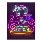 dekoraven Sushi Yiyen Ahtapot Neon Led Tabela Dekoratif Aydınlatma 100x100 cm, sushiyiyenahtapot