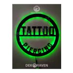 dekoraven Tatto & Piercing Led Işıklı Ahşap Tablo Iç Mekan Tabela