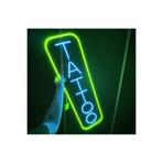 dekoraven Tattoo Dövme İç ve Dış Mekan Neon Led Tabela Yeşil-Turkuaz 80x30cm, tateb