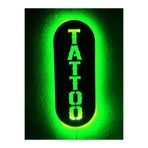 dekoraven Tattoo Dövme Led Işıklı Ahşap Tablo Tabela Yeşil 55x24 cm, taaat