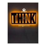 dekoraven Think-Motto Led Işıklı Ahşap Tablo amber sarısı
