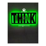 dekoraven Think-Motto Led Işıklı Ahşap Tablo yeşil