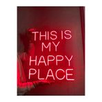 dekoraven This Is My Happy Place Neon Yazı Led Tabela Dekoratif Aydınlatma 50X50 Cm Kırmızı, thisismy