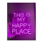 dekoraven This Is My Happy Place Neon Yazı Led Tabela Dekoratif Aydınlatma 50X50Cm Pembe, thisismy